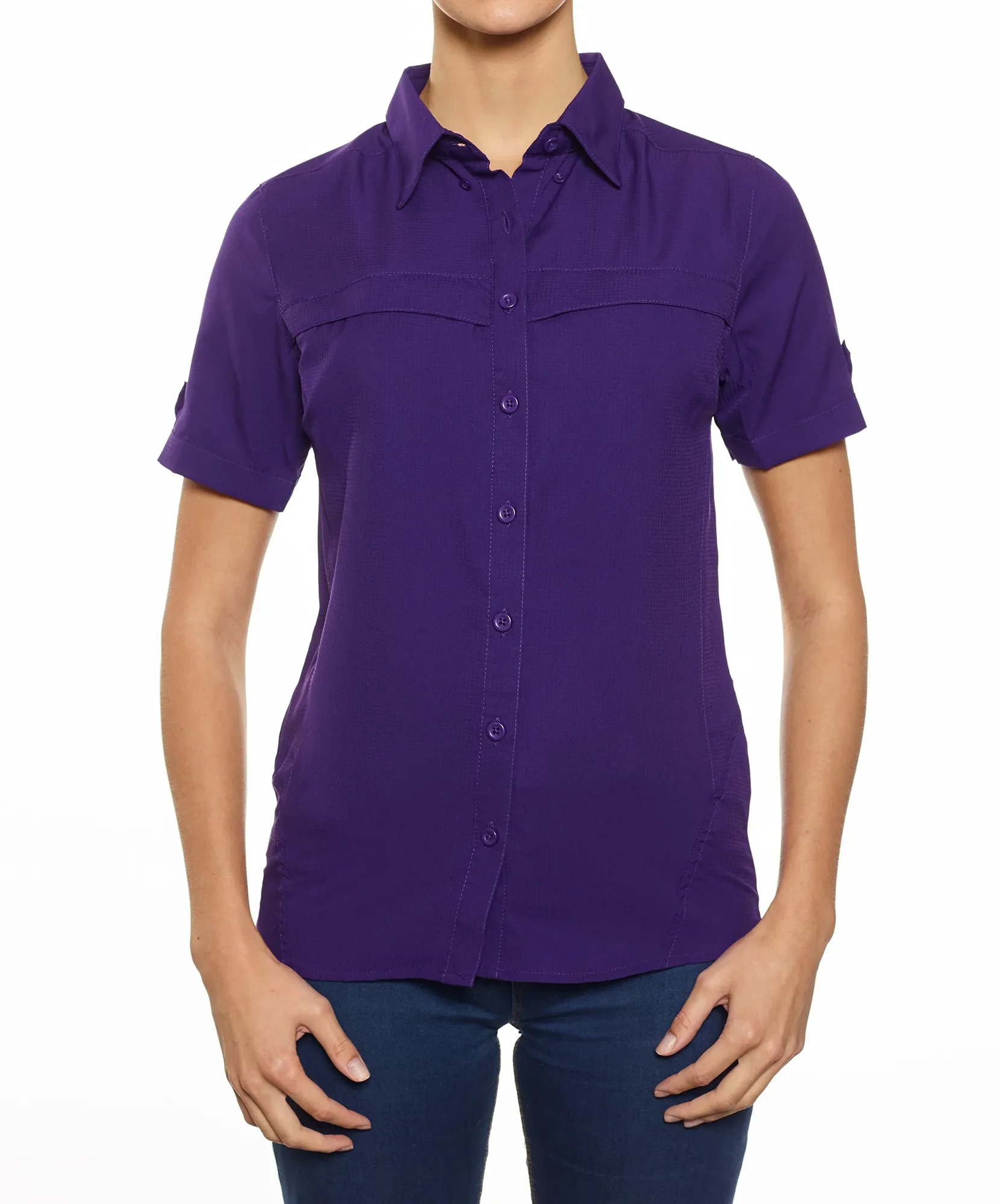 Pro Celebrity FSL189 Ladie's Fishing Shirt, Purple, X-Large (Clearance)