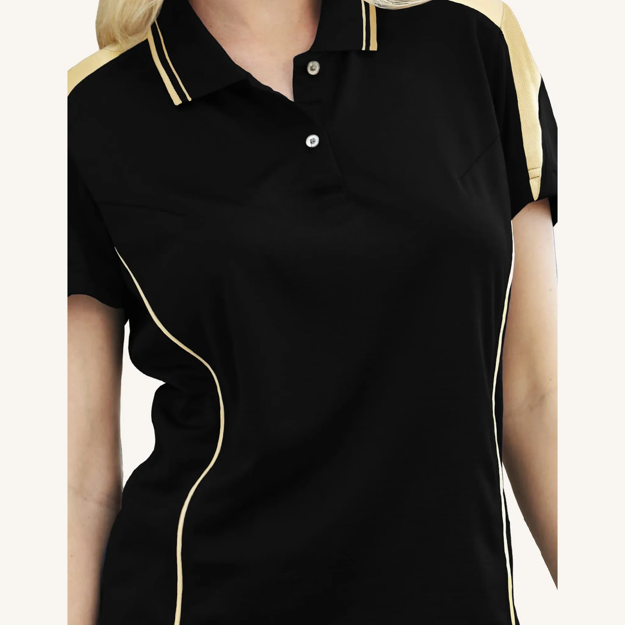 Pro Celebrity Ladies Maverick Vegas Gold Polo Shirt - Image 3