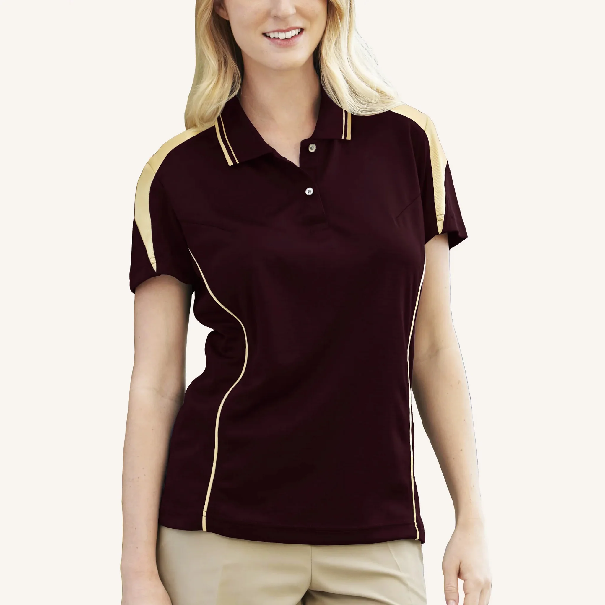 Pro Celebrity Ladies Maverick Vegas Gold Polo Shirt - Image 5