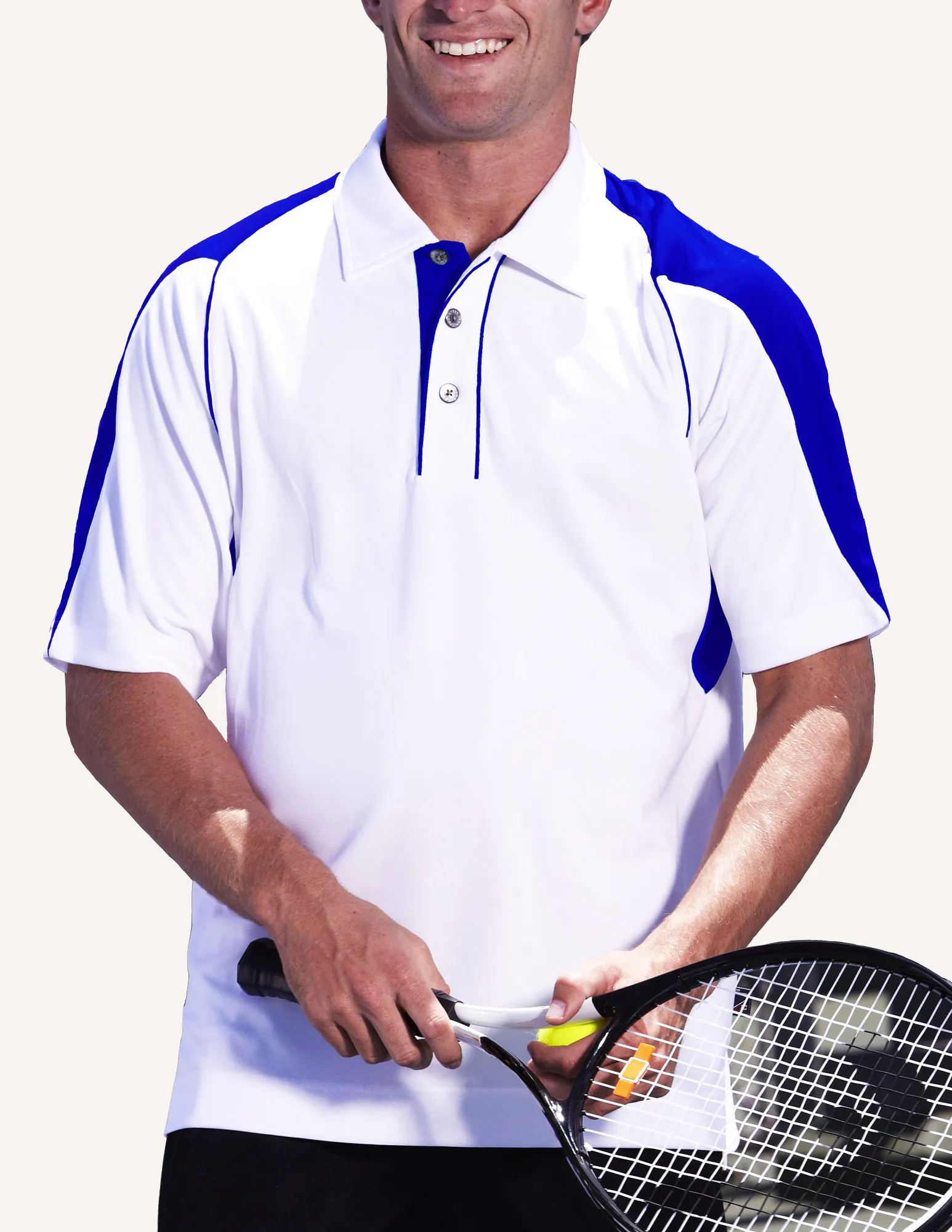 Pro Celebrity KTM186 Magnum Men's Polo Shirt, White & Royal, Medium (Clearance) - Image 3