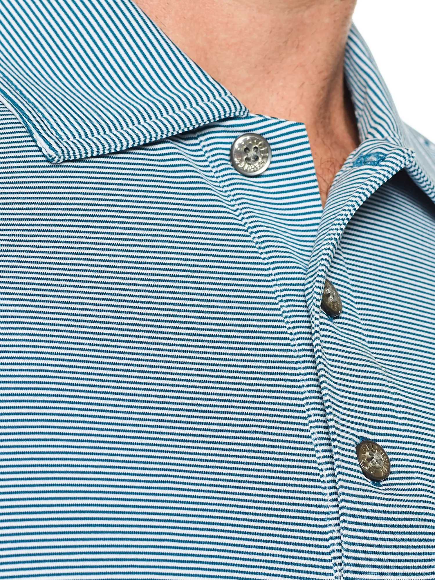 Pro Celebrity Men's Windsor Mini-Feeder Stripe Polo Shirt, Ocean Teal, 2X-Large (Clearance) - Image 4