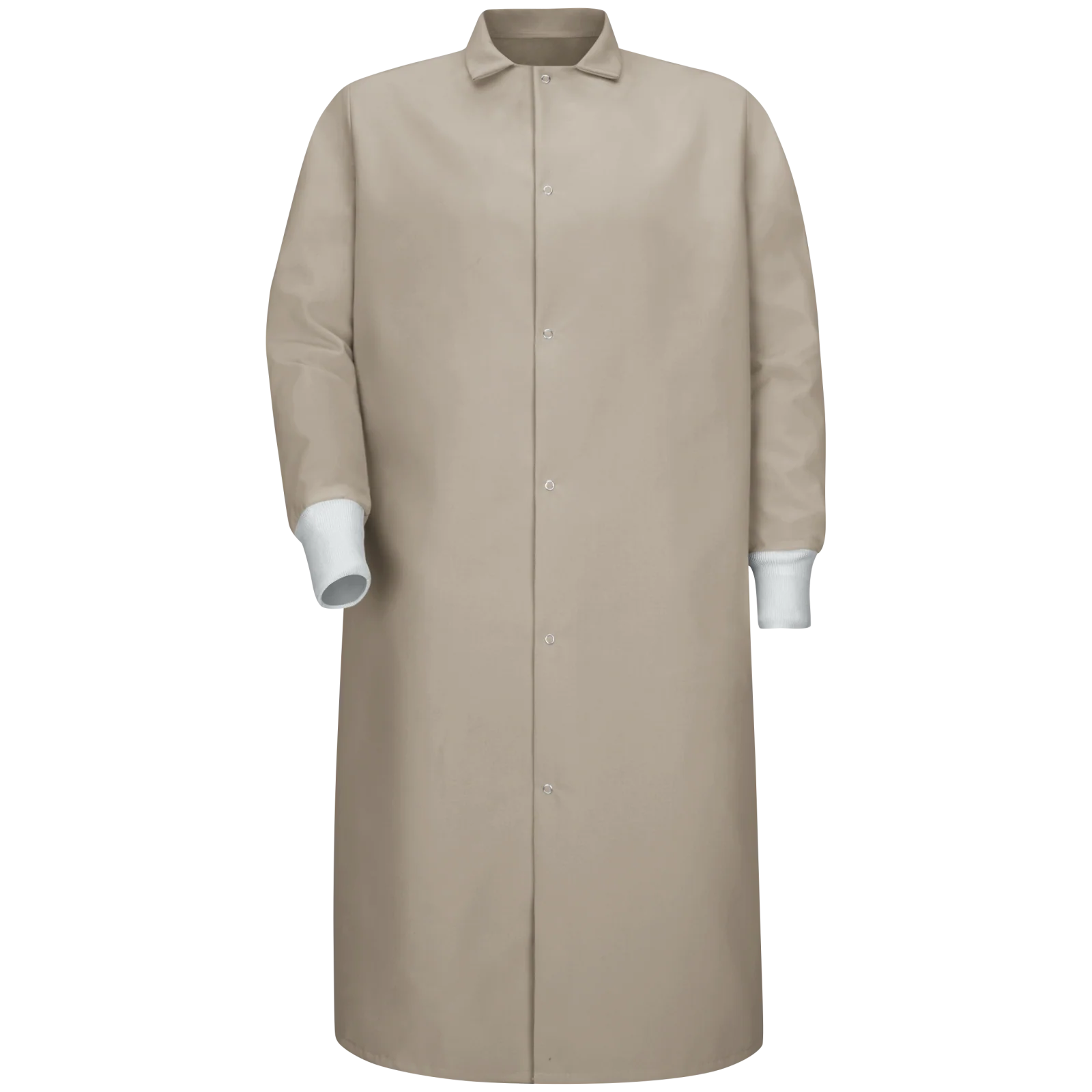 Red Kap Gripper-Front Spun Polyester Pocketless Butcher Coat with Knit Cuffs - Image 3