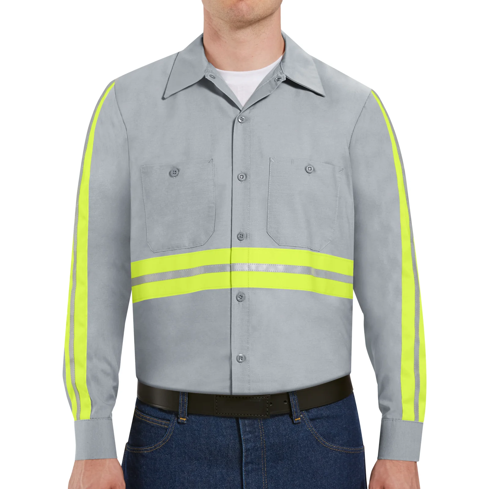 Red Kap Long Sleeve Enhanced Visibility Industrial Work Shirt - Image 3