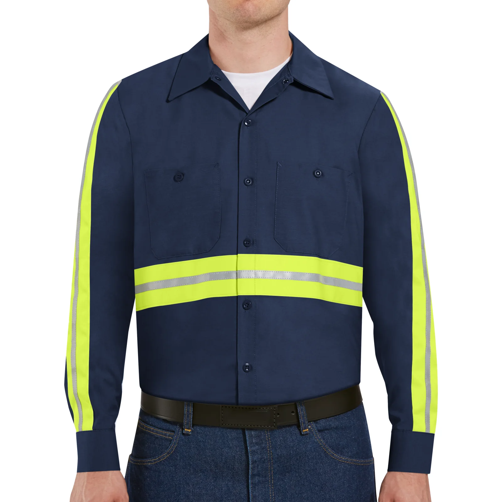 Red Kap Long Sleeve Enhanced Visibility Industrial Work Shirt - Image 6