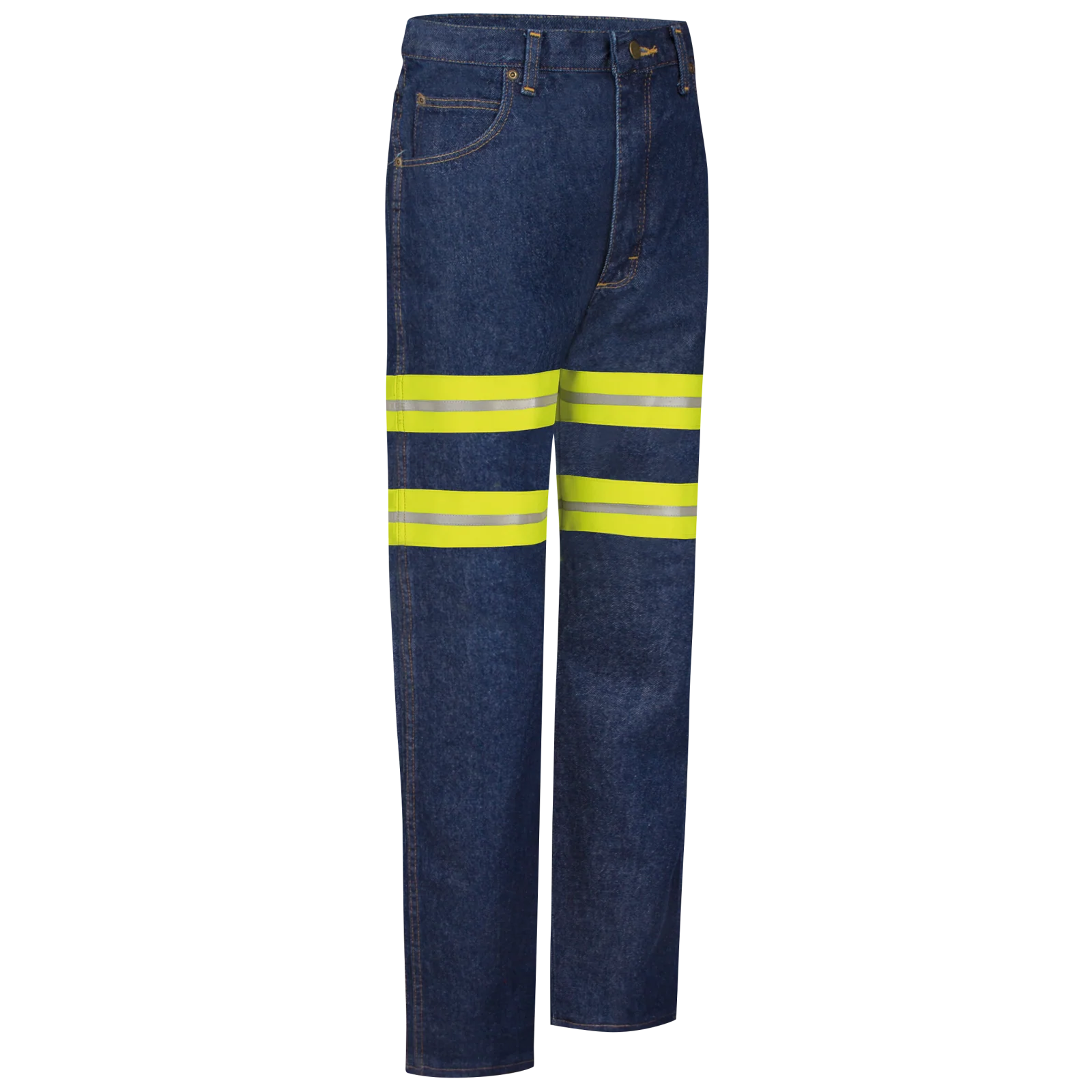 Red Kap Men's Enhanced Visibility Men's Relaxed Fit Jean-Denim w/ Yellow Visibility Trim - Image 3
