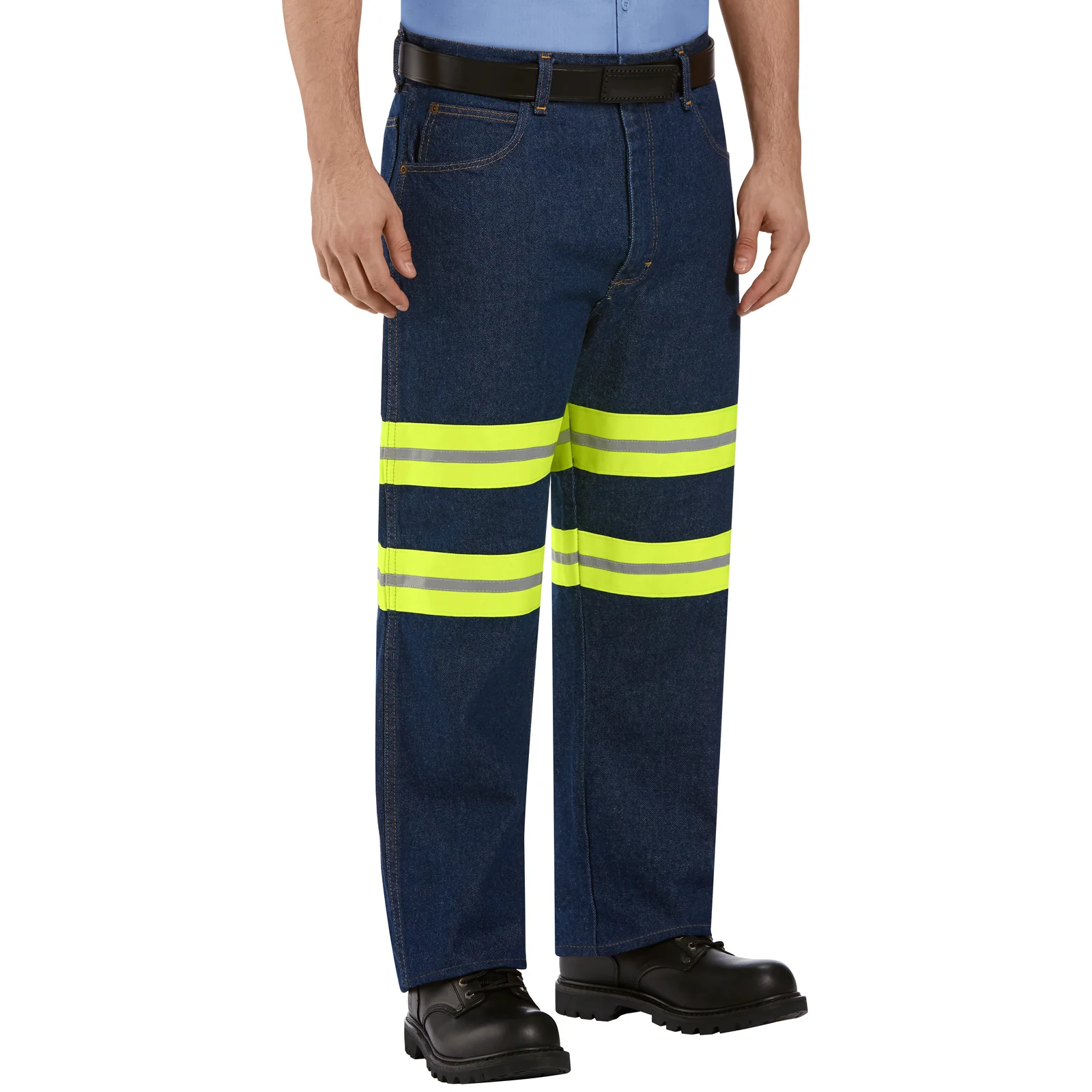Red Kap Men's Enhanced Visibility Men's Relaxed Fit Jean-Denim w/ Yellow Visibility Trim - Image 4
