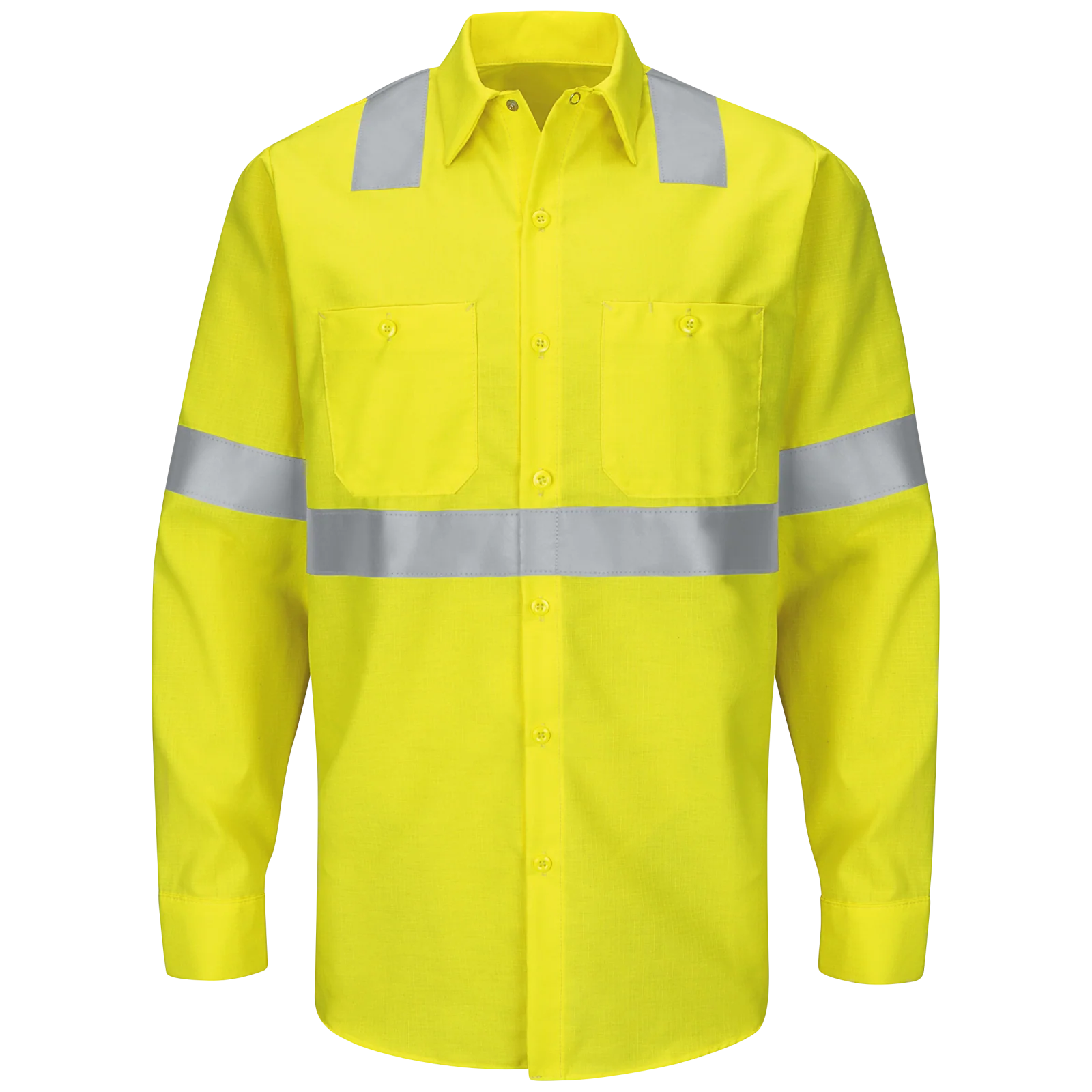 Red Kap Men's Hi-Visibility Long Sleeve Ripstop Work Shirt - Type R, Class 2