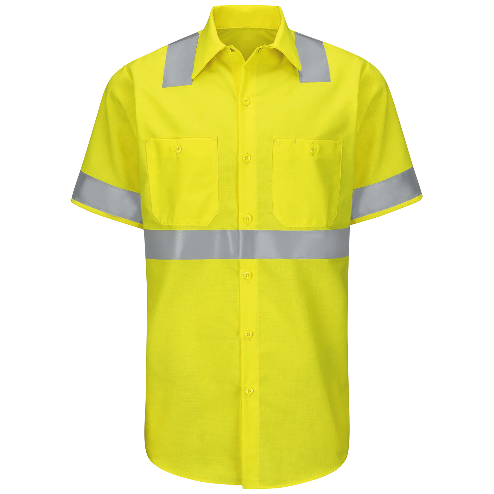 Red Kap Men's Hi-Visibility Short Sleeve Ripstop Work Shirt - Type R, Class 2 - SY24HV