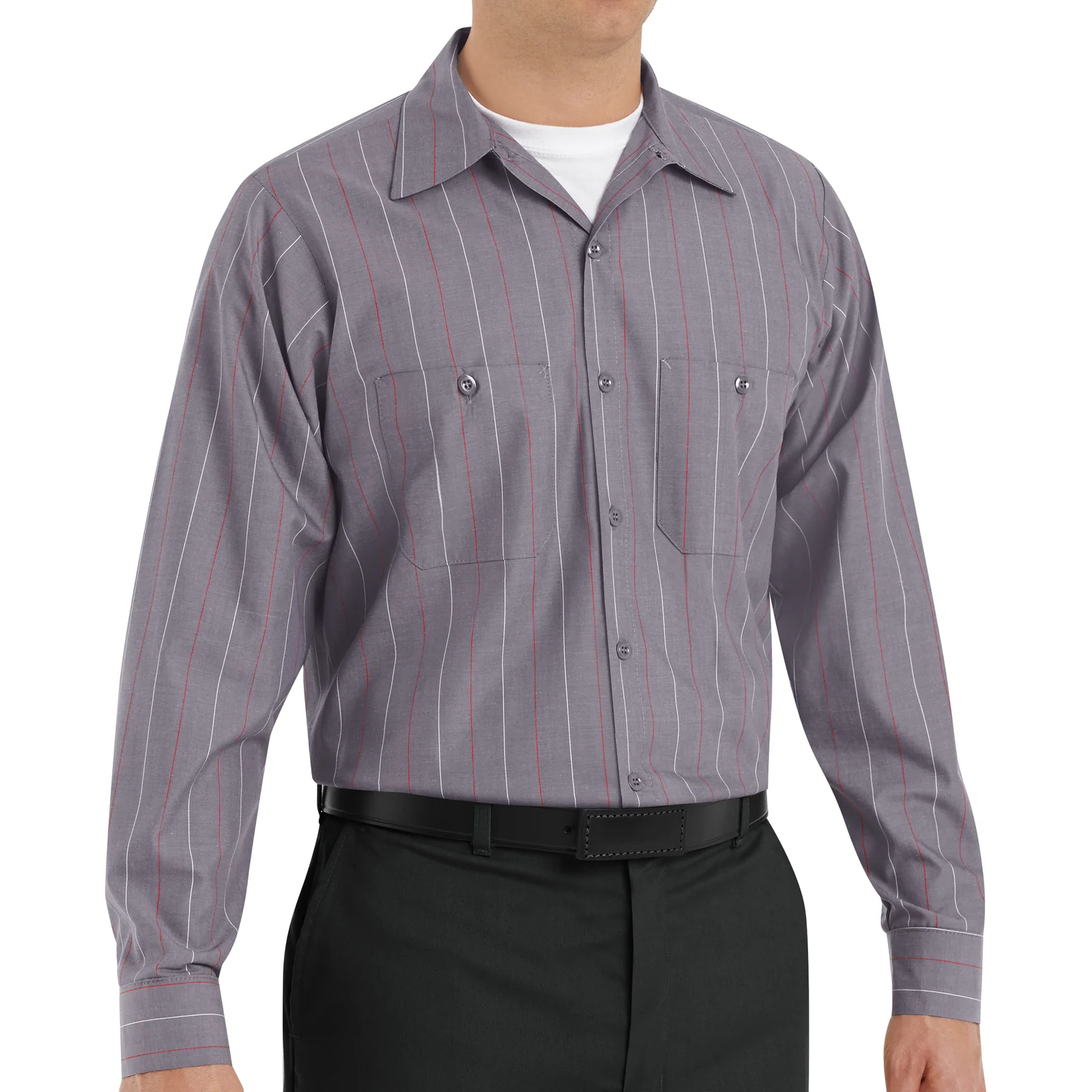 Red Kap Men's Long Sleeve Industrial Stripe Work Shirt - Image 3