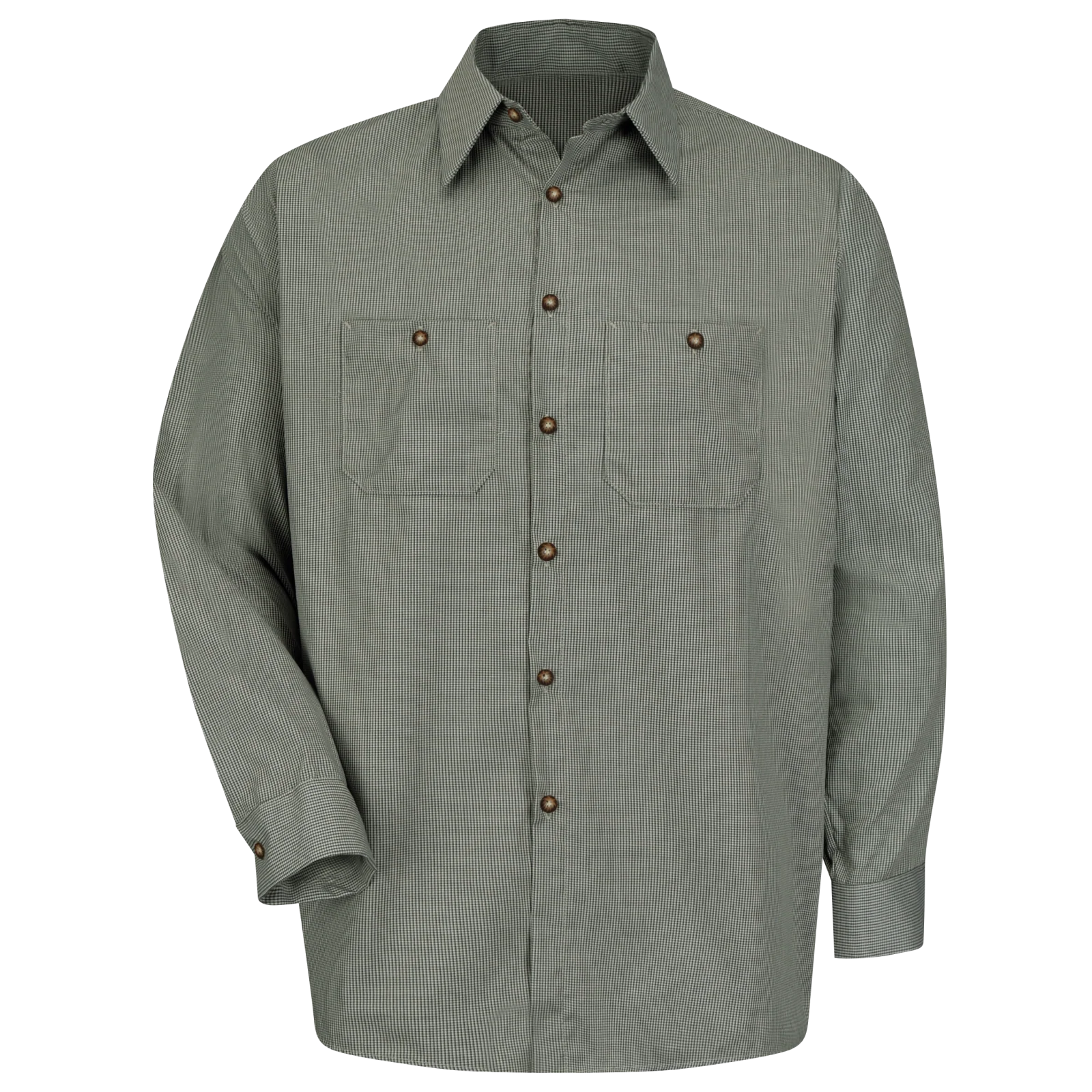 Red Kap Men's Long Sleeve Microcheck Uniform Shirt - Image 2