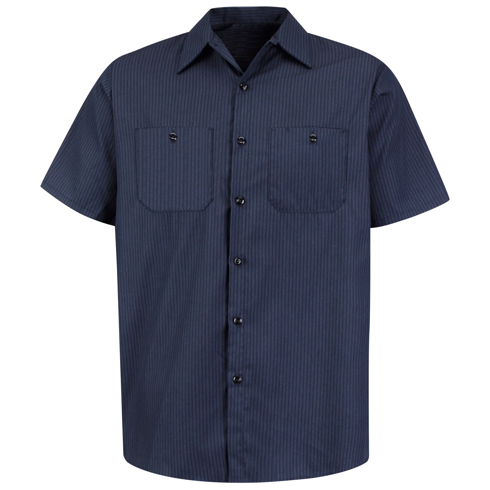 Red Kap Men's Short Sleeve Durastripe® Work Shirt-Navy / Light Blue Twin Stripe
