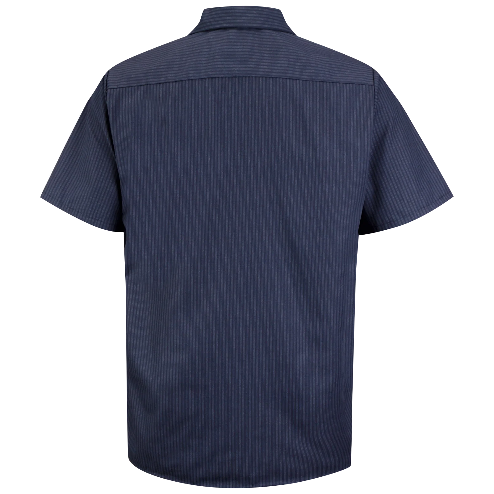 Red Kap Men's Short Sleeve Durastripe® Work Shirt-Navy / Light Blue Twin Stripe - Image 3
