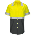 Red Kap Men's Short Sleeve Hi-Visibility Color Block Work Shirt: Class 2 Level - SY24YC
