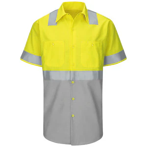 Red Kap Men's Short Sleeve Hi-Visibility Color Block Work Shirt: Class 2 Level - SY24YG