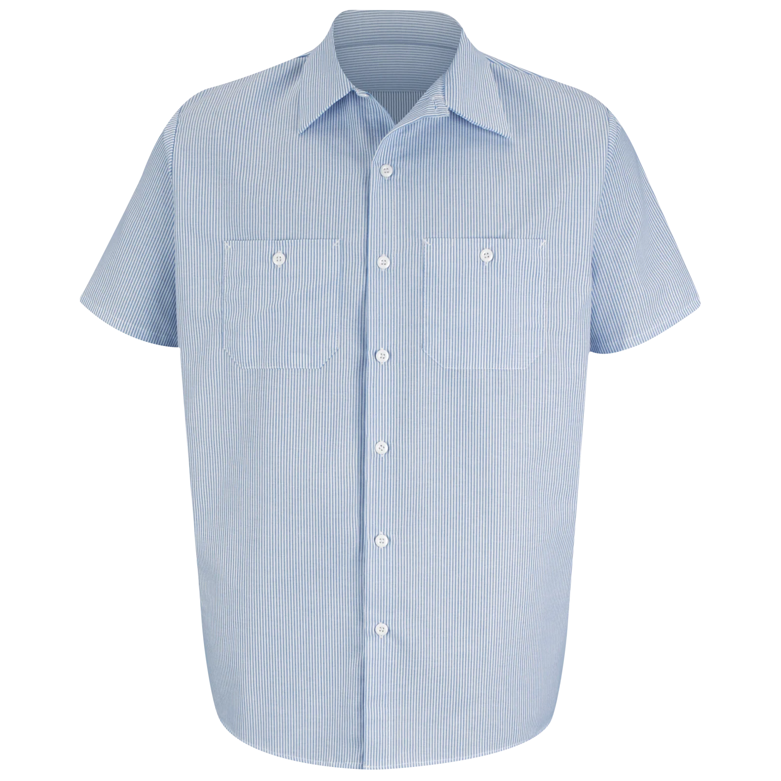 Red Kap Men's Short Sleeve Industrial Stripe Work Shirt-Blue / White Stripe