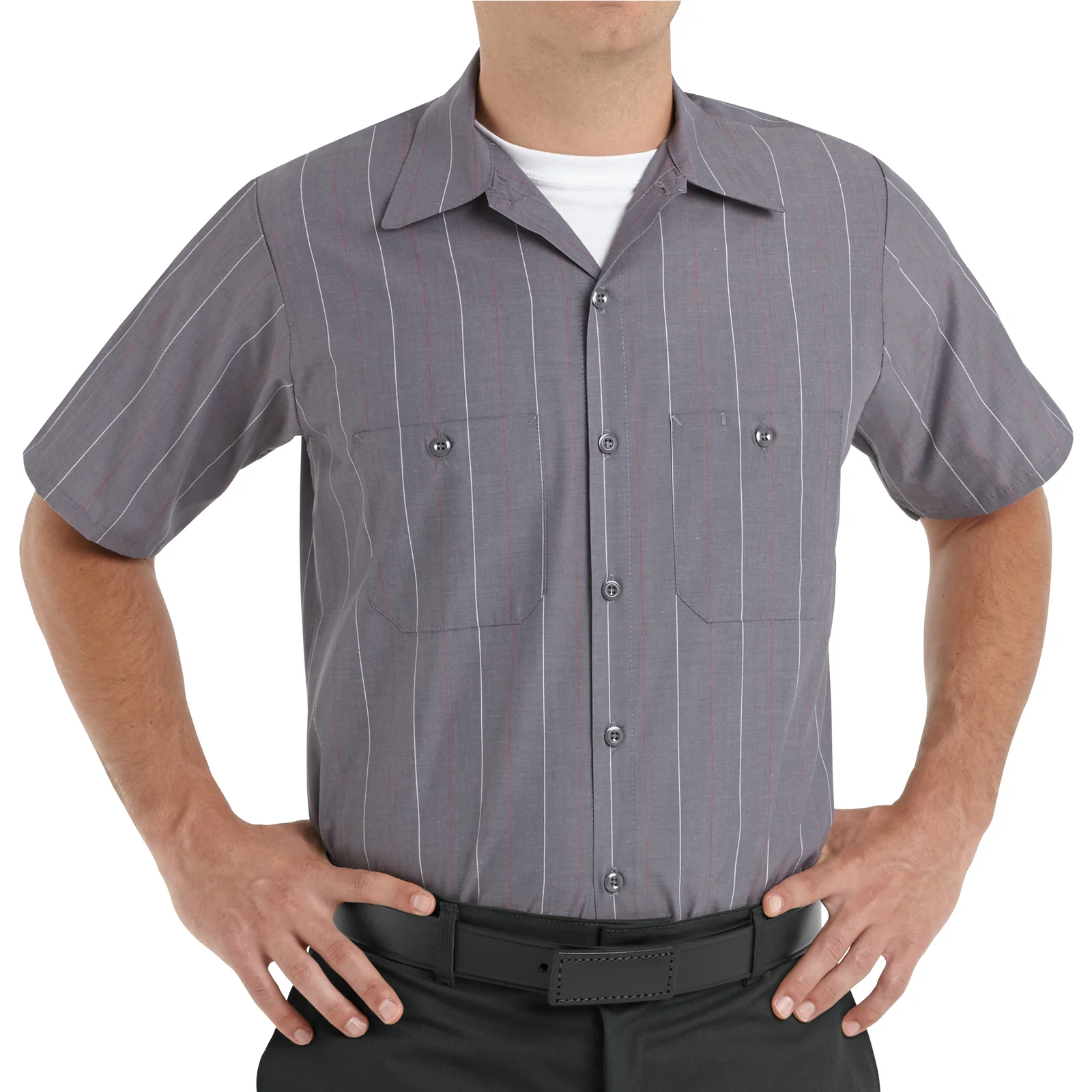 Red Kap Men's Short Sleeve Industrial Stripe Work Shirt - Image 3