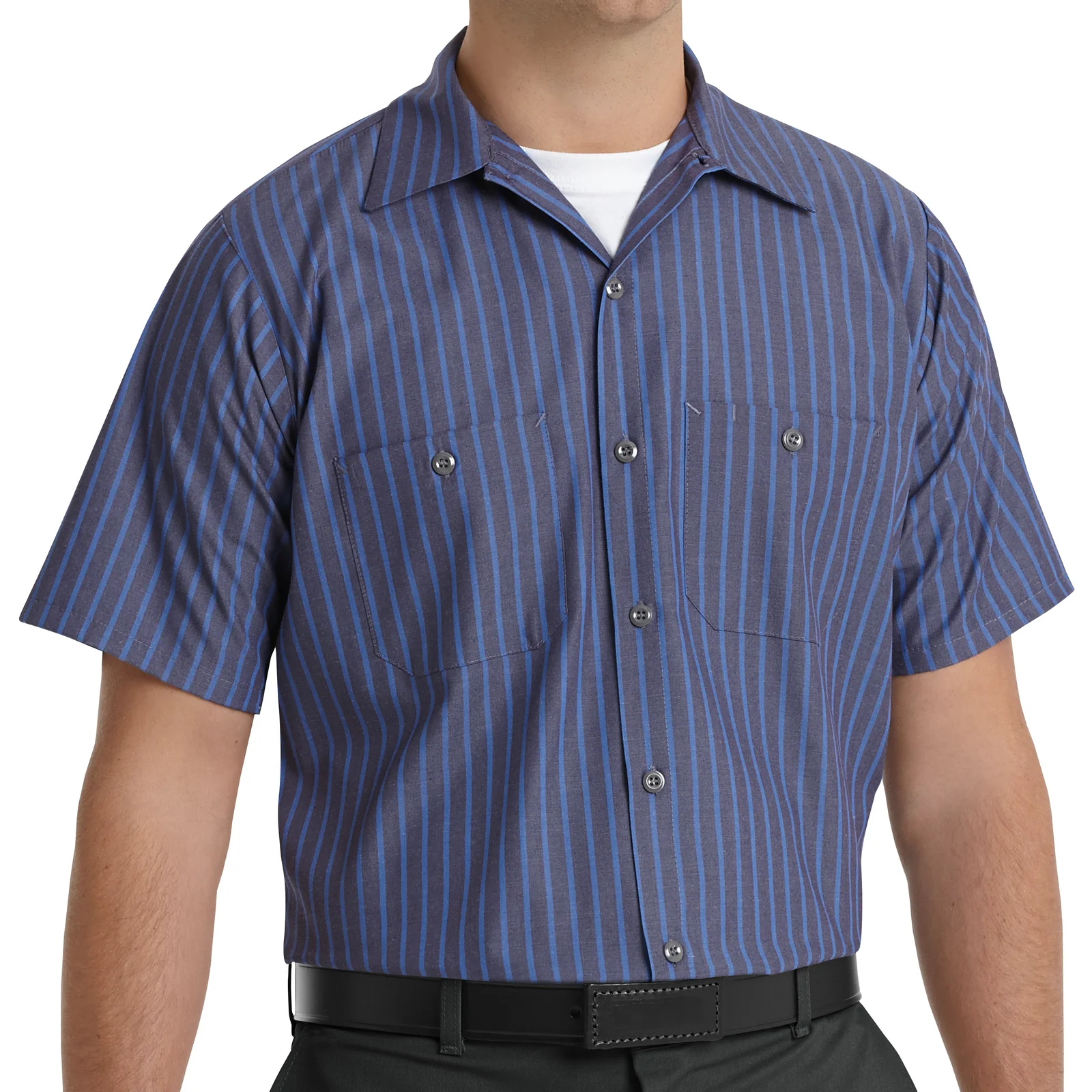 Red Kap Men's Short Sleeve Industrial Stripe Work Shirt - Image 6