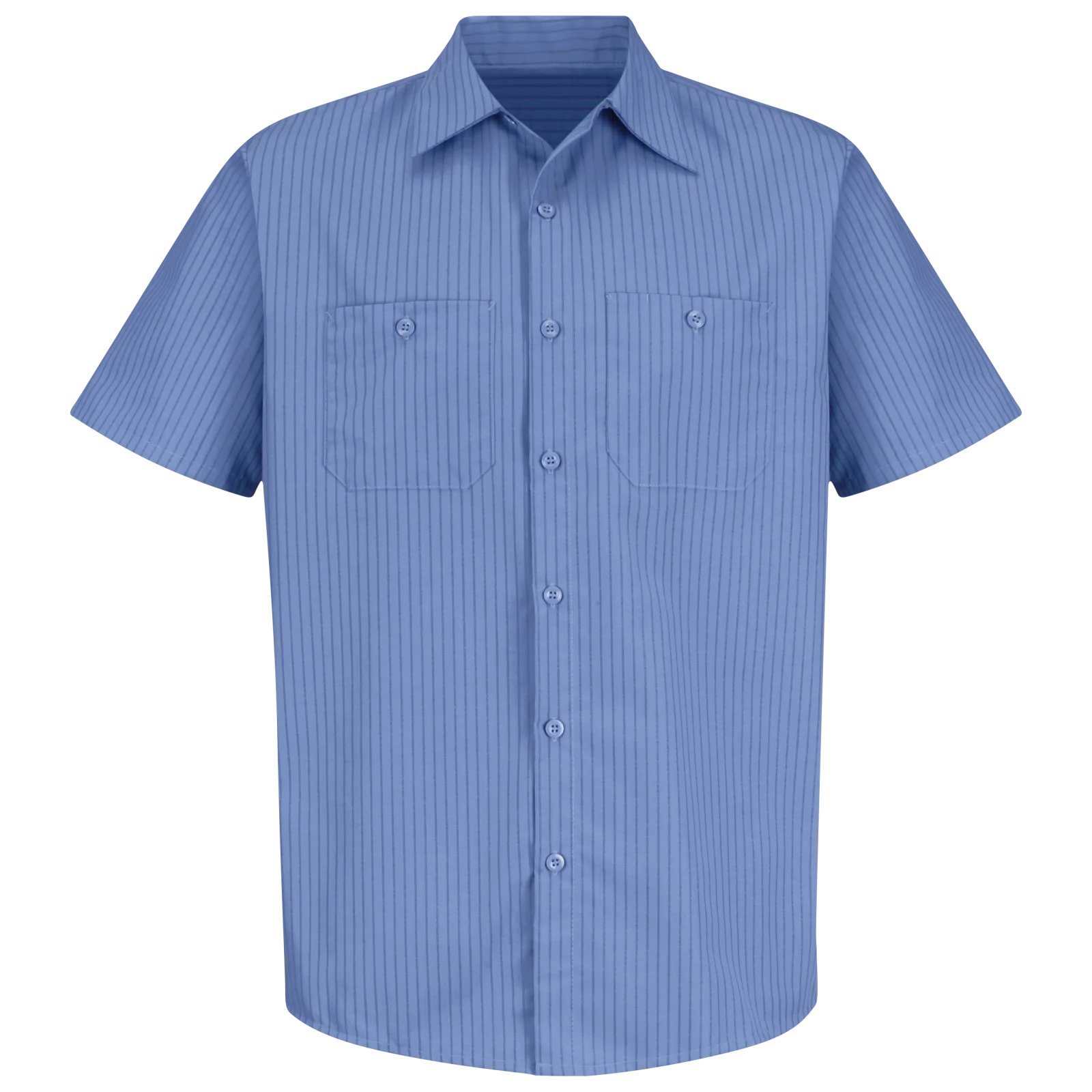 Red Kap Men's Short Sleeve Industrial Stripe Work Shirt-Petrol Blue / Navy Stripe