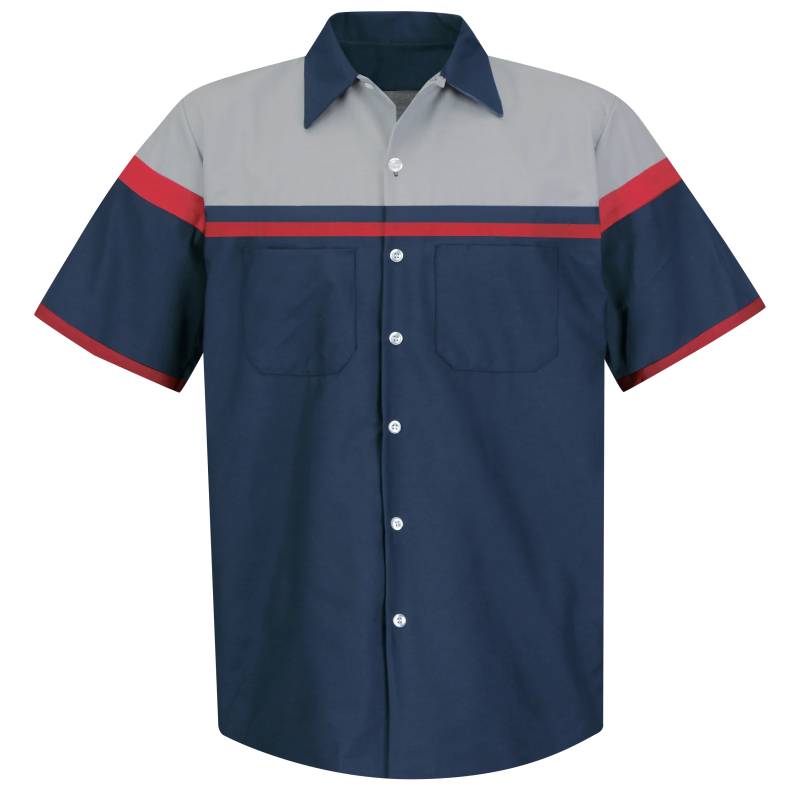 Red Kap Men's Short Sleeve Performance Tech Shirt-Navy / Red / Light Grey