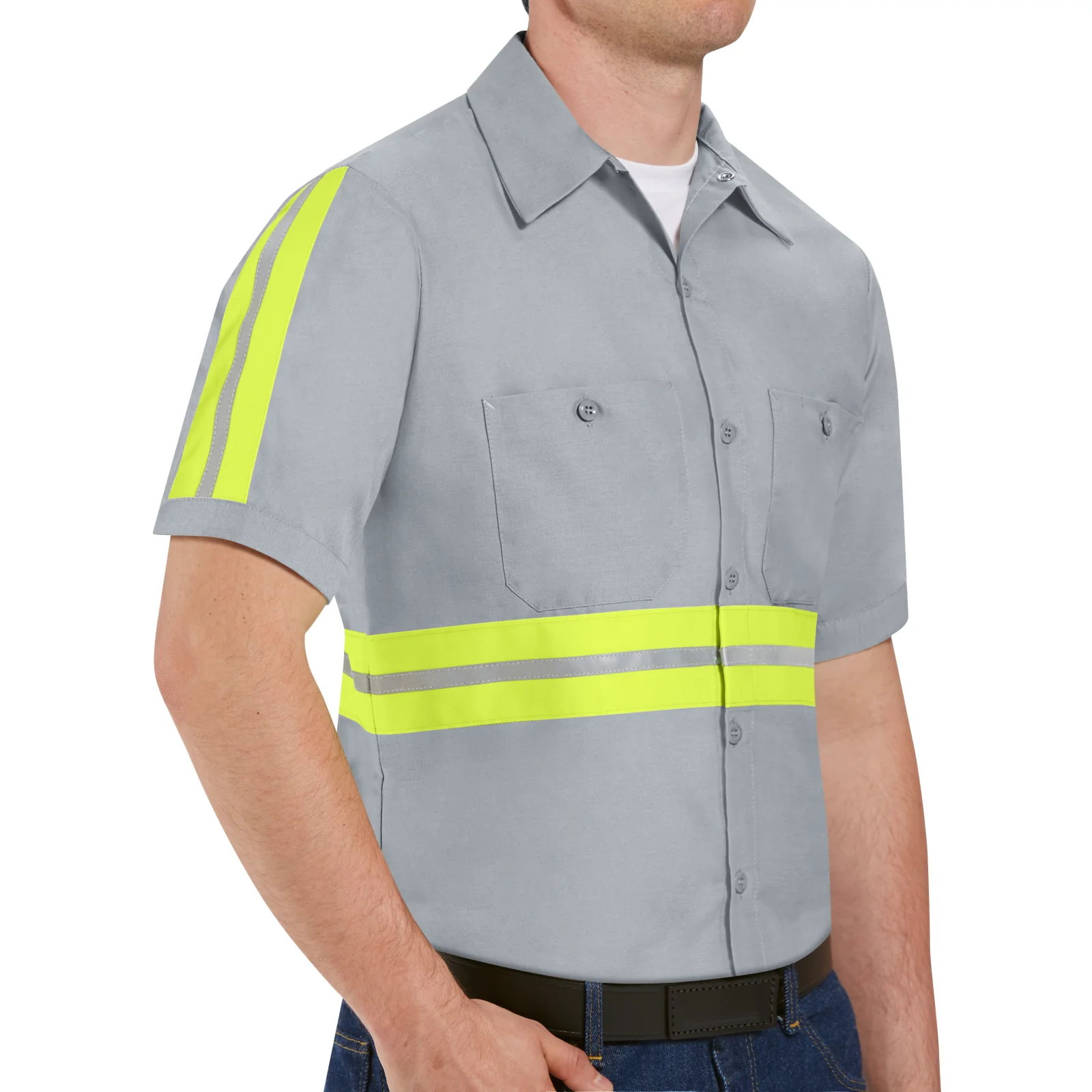 Red Kap Short Sleeve Enhanced Visibility Industrial Work Shirt - Image 3