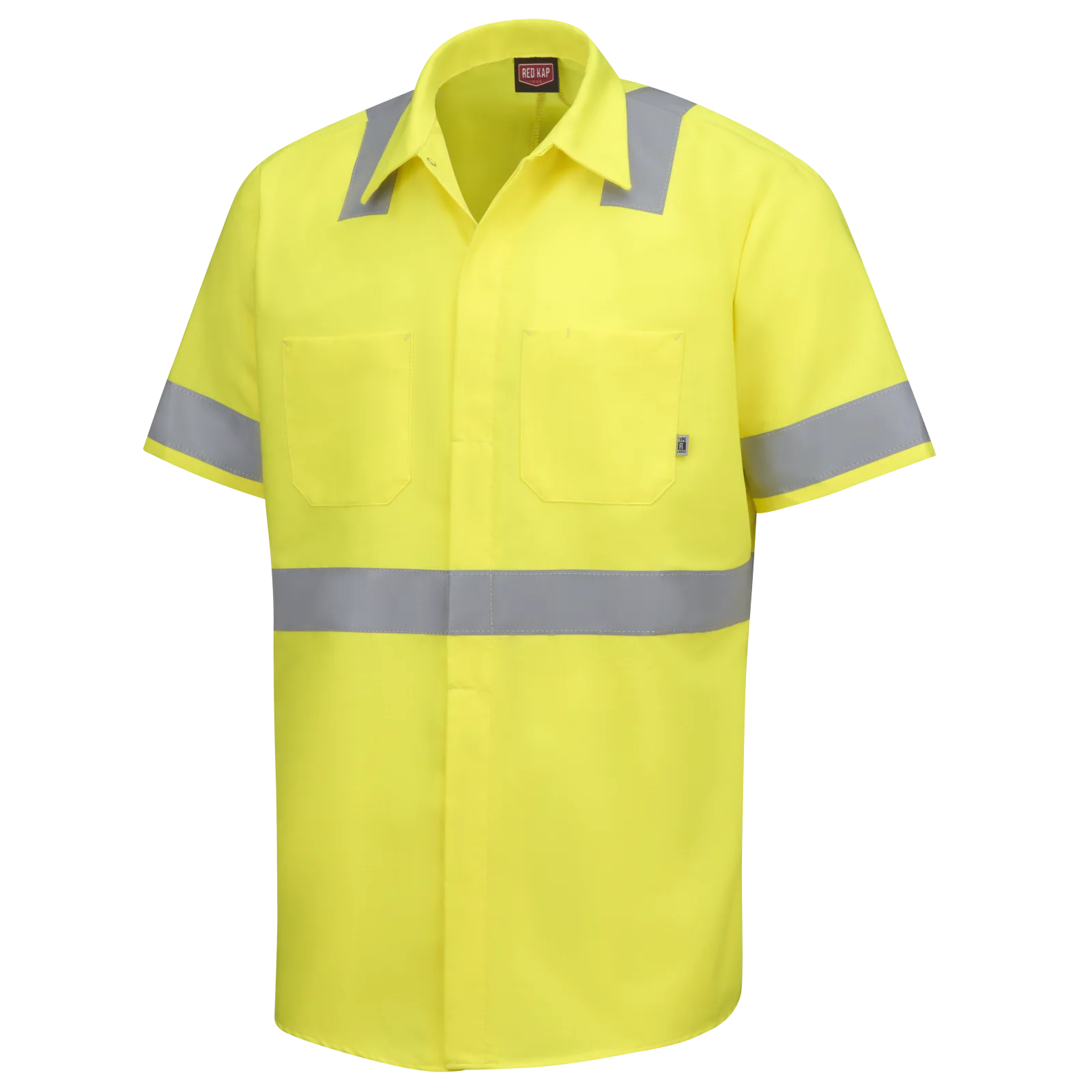 Red Kap Short Sleeve Hi-Visibility Ripstop Work Shirt with MIMIX® + OilBlok, Type R Class 2-Fluorescent Yellow - Image 3