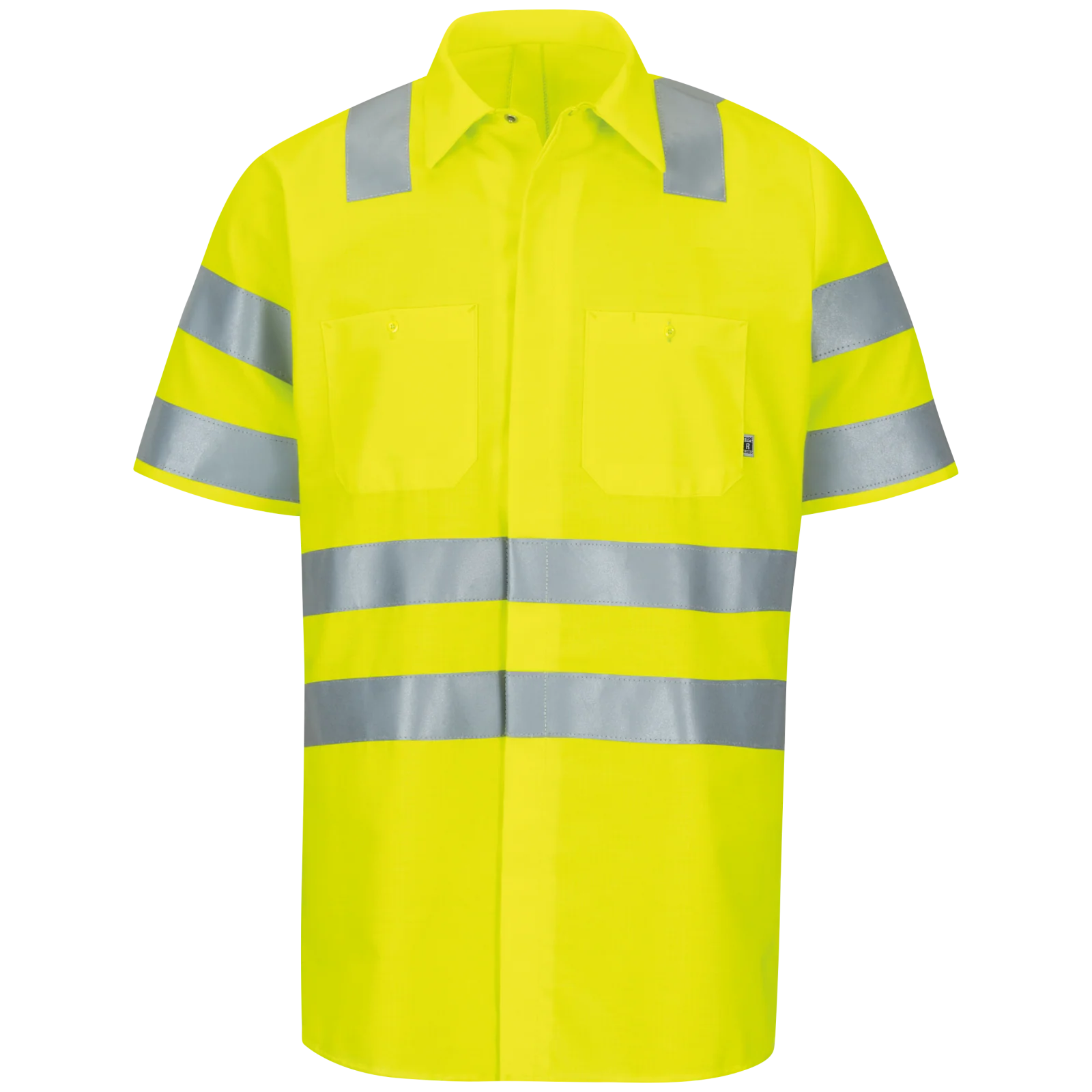 Red Kap Short Sleeve Hi-Visibility Ripstop Work Shirt with MIMIX® + OilBlok, Type R Class 3-Fluorescent Yellow
