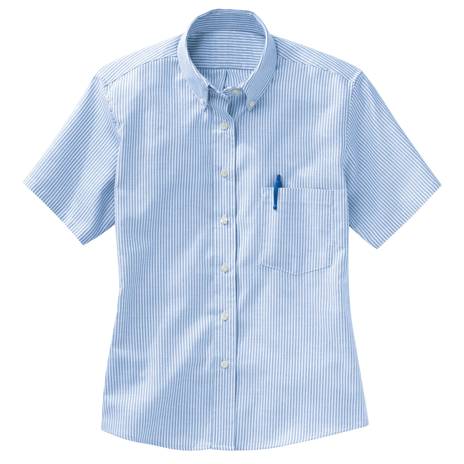 Red Kap Women's Short Sleeve Executive Oxford Dress Shirt-Blue / White Stripe - Image 4