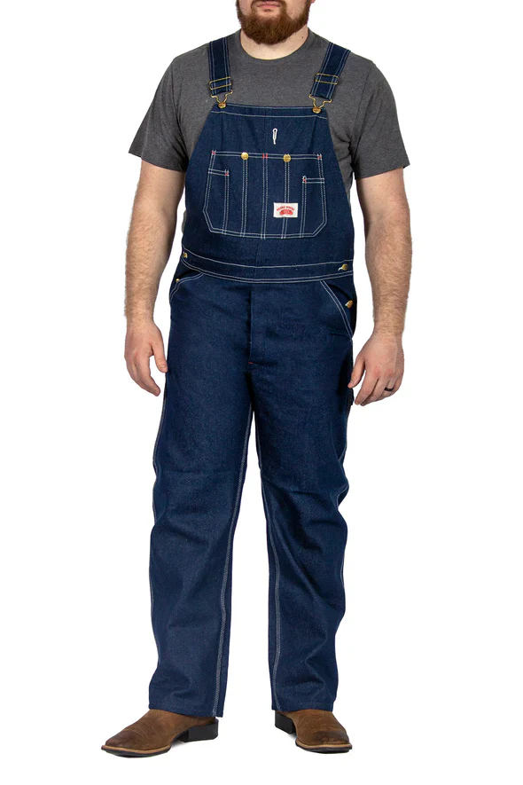 Round House #966 Classic Blue Denim Button Fly Bib Overalls - Image 6