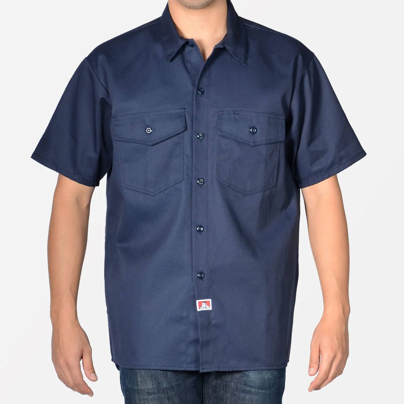 Ben Davis Short Sleeve Solid Button-Up - (143, 144, 148) - Image 3