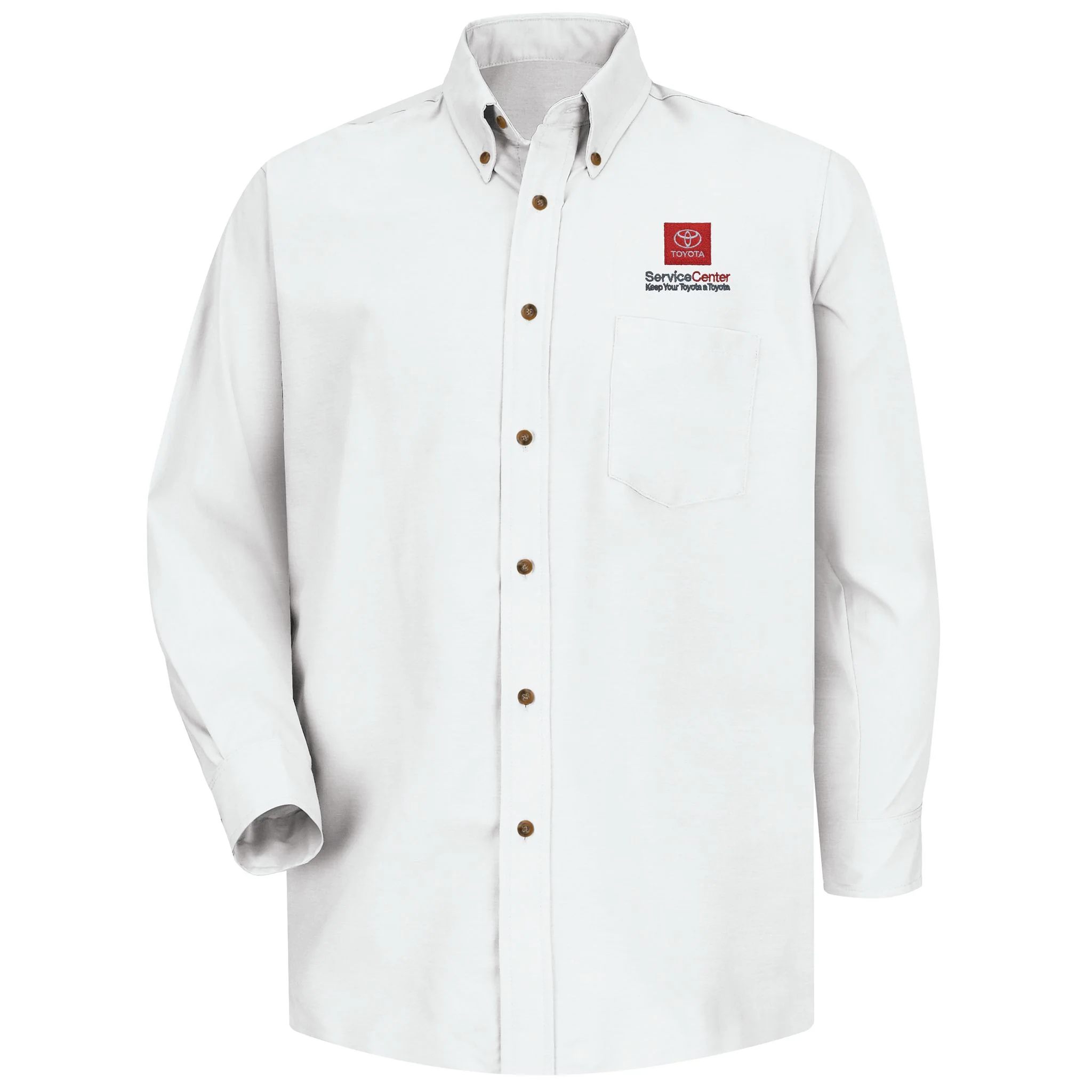Toyota® Men's Long Sleeve Poplin Dress Shirt - Service Center Logo - White - 5533WH - Image 2