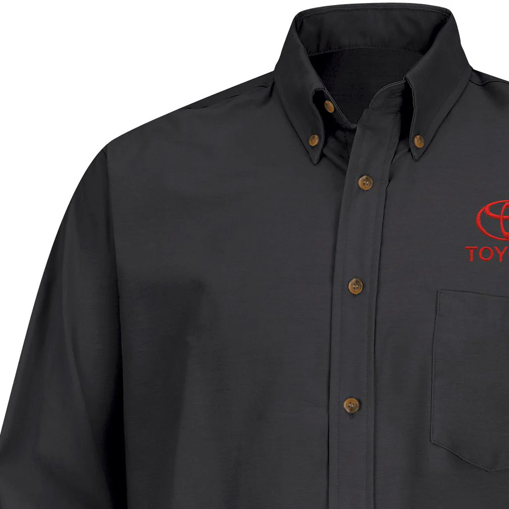 Toyota® Men's Long Sleeve Poplin Dress Shirt - Toyota Logo - BLack - 5551BK - Image 3