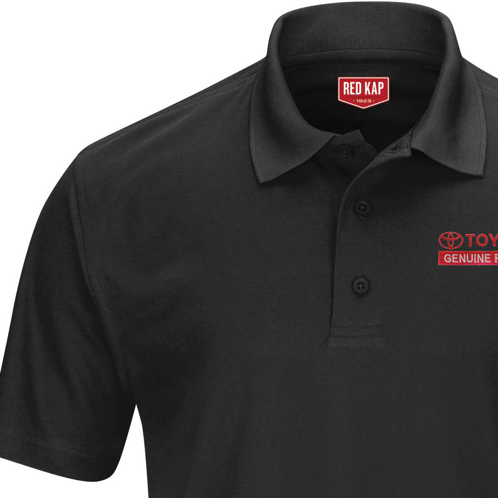 Toyota® Men's Short Sleeve Performance Knit® Pocketless Core Polo - Genuine Parts Logo - Black - 5560BK - Image 3
