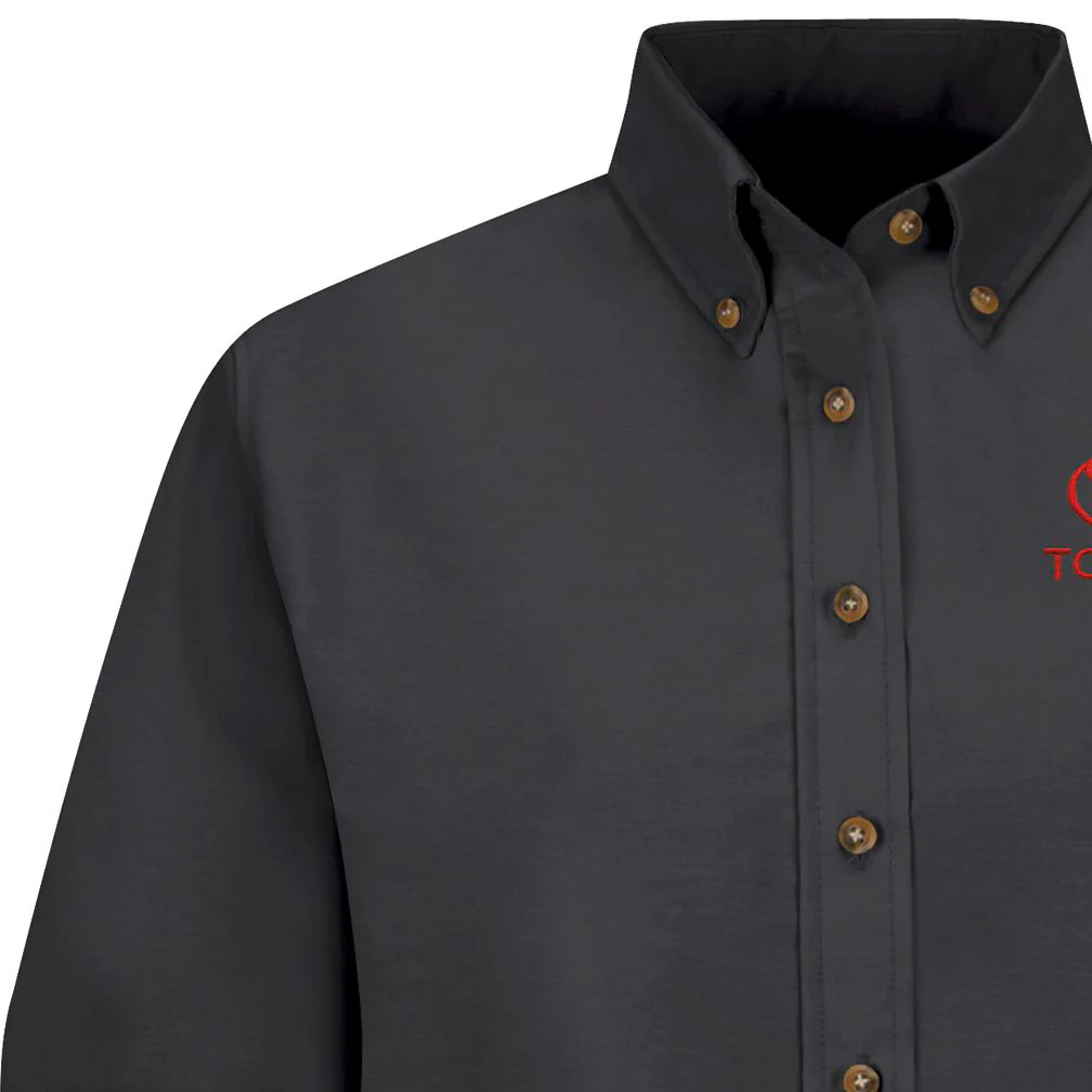 Toyota® Women's Long Sleeve Poplin Dress Shirt - Toyota Logo - Black - 5553BK - Image 3