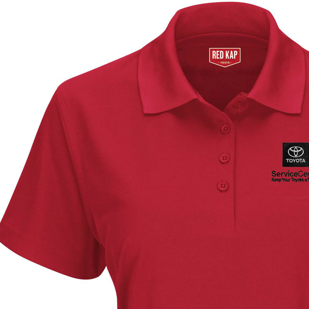 Toyota® Women's SS Performance Knit® Pocketless Core Polo - Service Center Logo - Red - 5513RD - Image 3