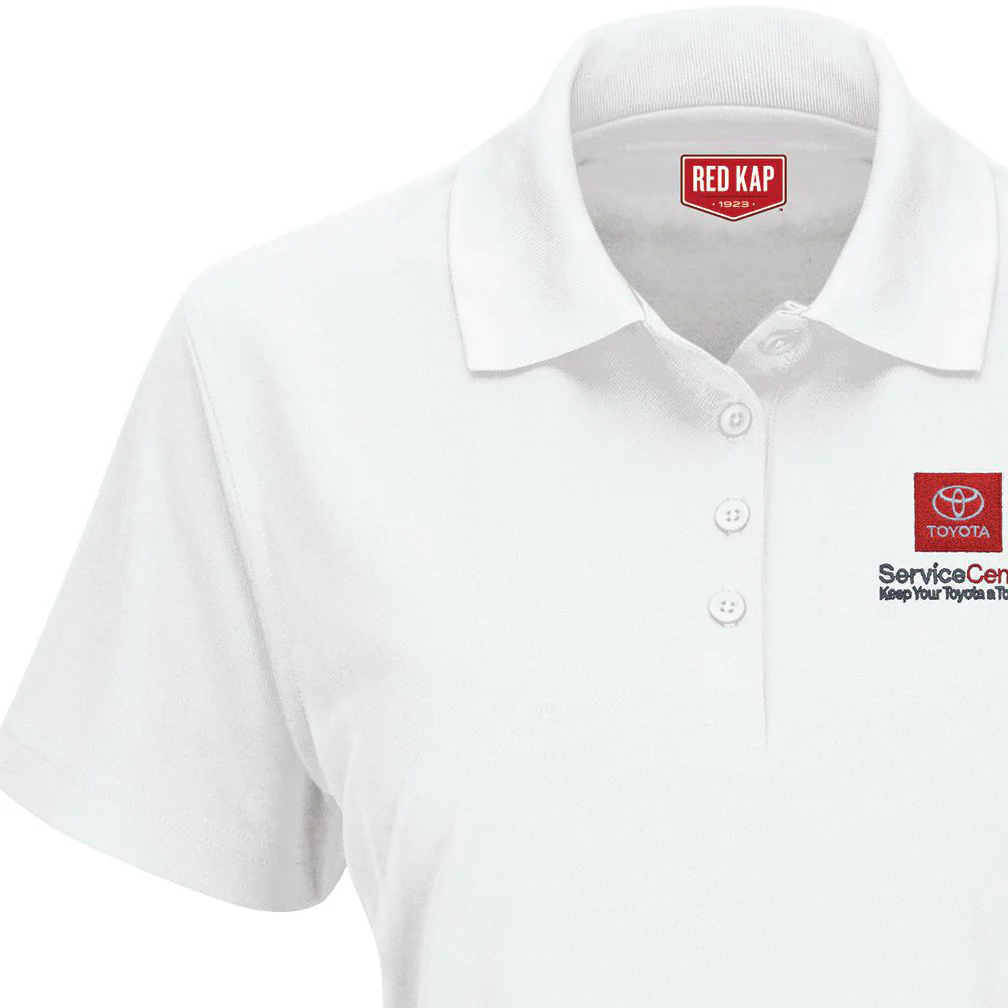 Toyota® Women's SS Performance Knit® Pocketless Core Polo - Service Center Logo - White-5515WH - Image 3