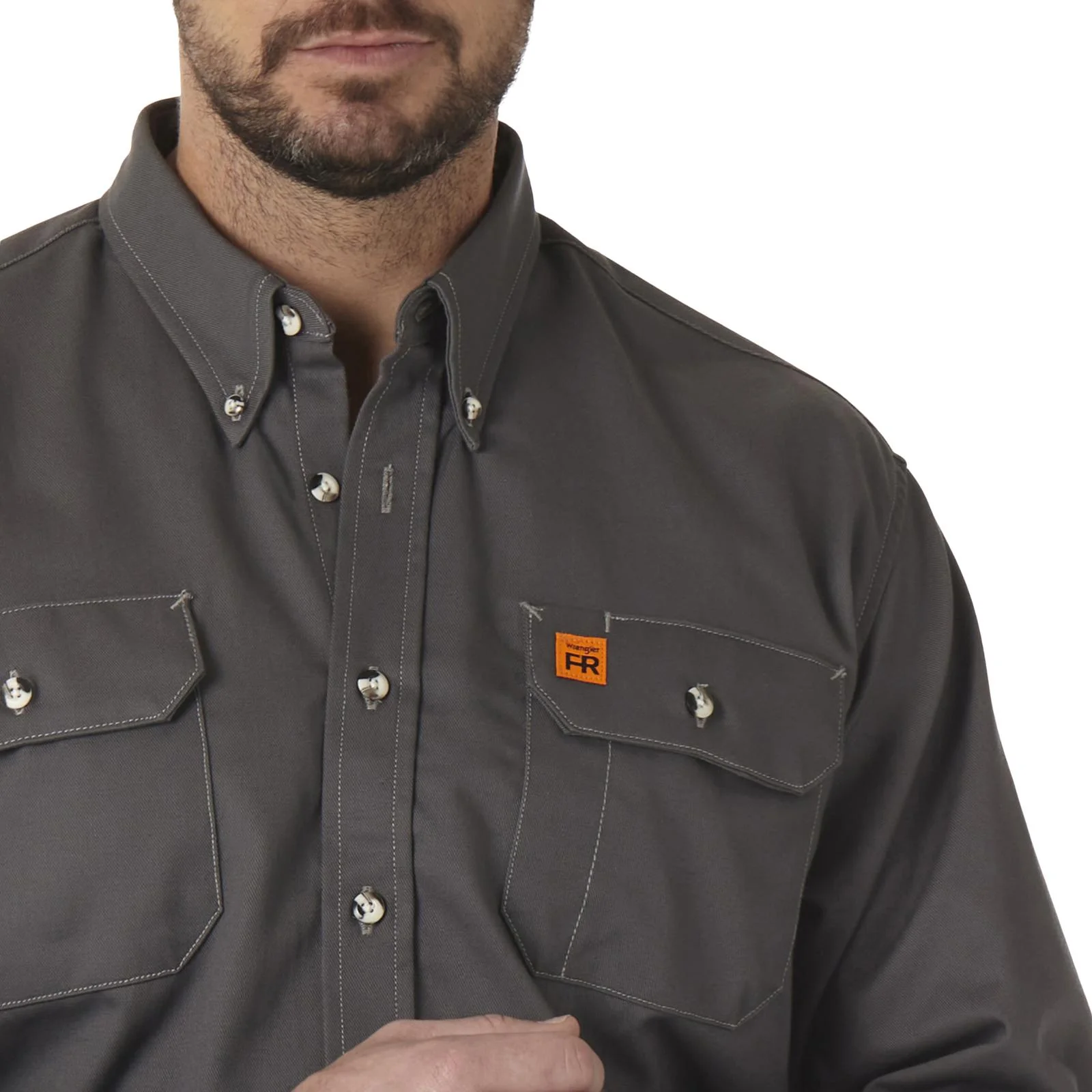 Wrangler® FR Flame-Resistant Riggs Work Shirt - Slate Grey - FR3W5GY - Image 3