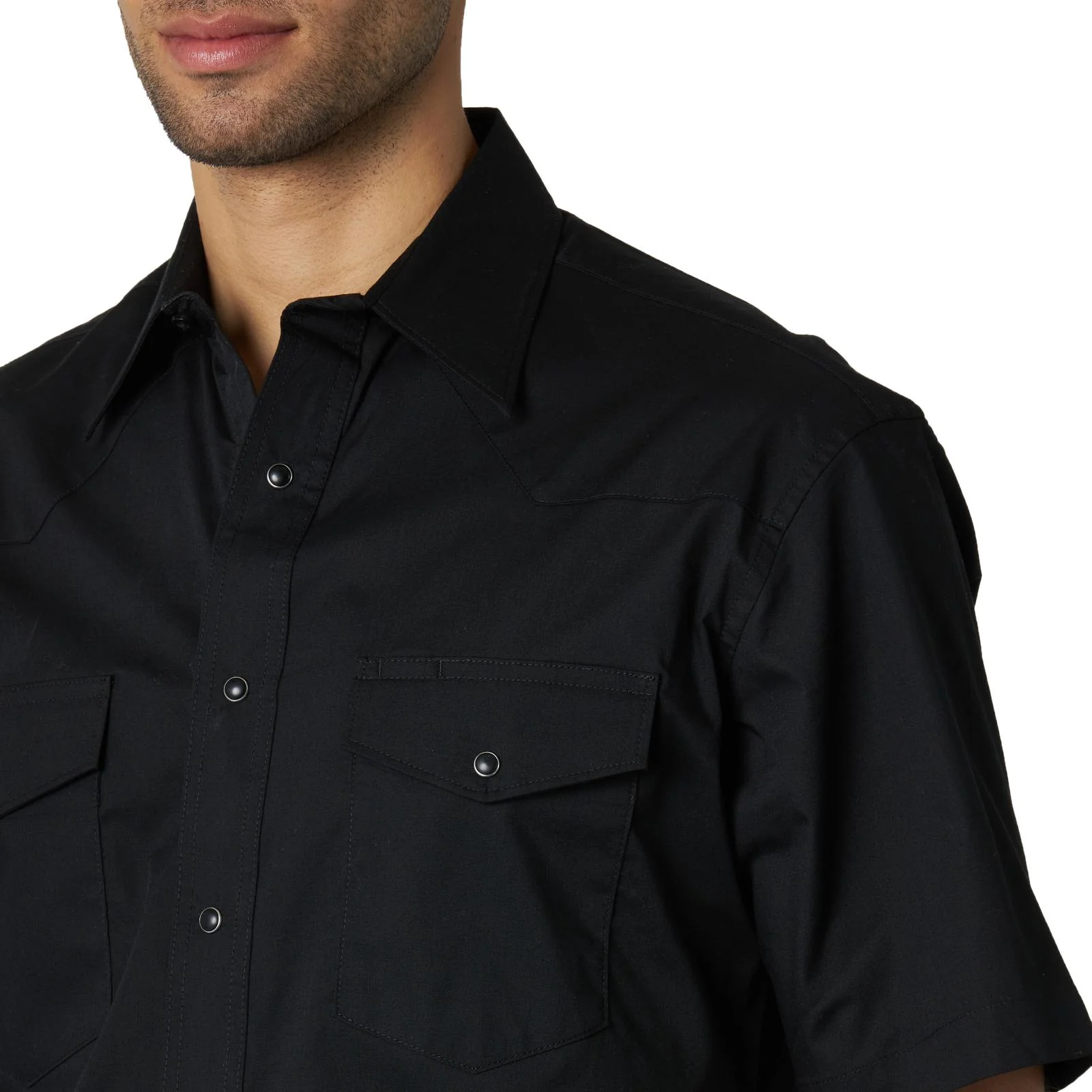 Wrangler® Men's Short Sleeve Solid Western Snap Sport Shirt - Image 3