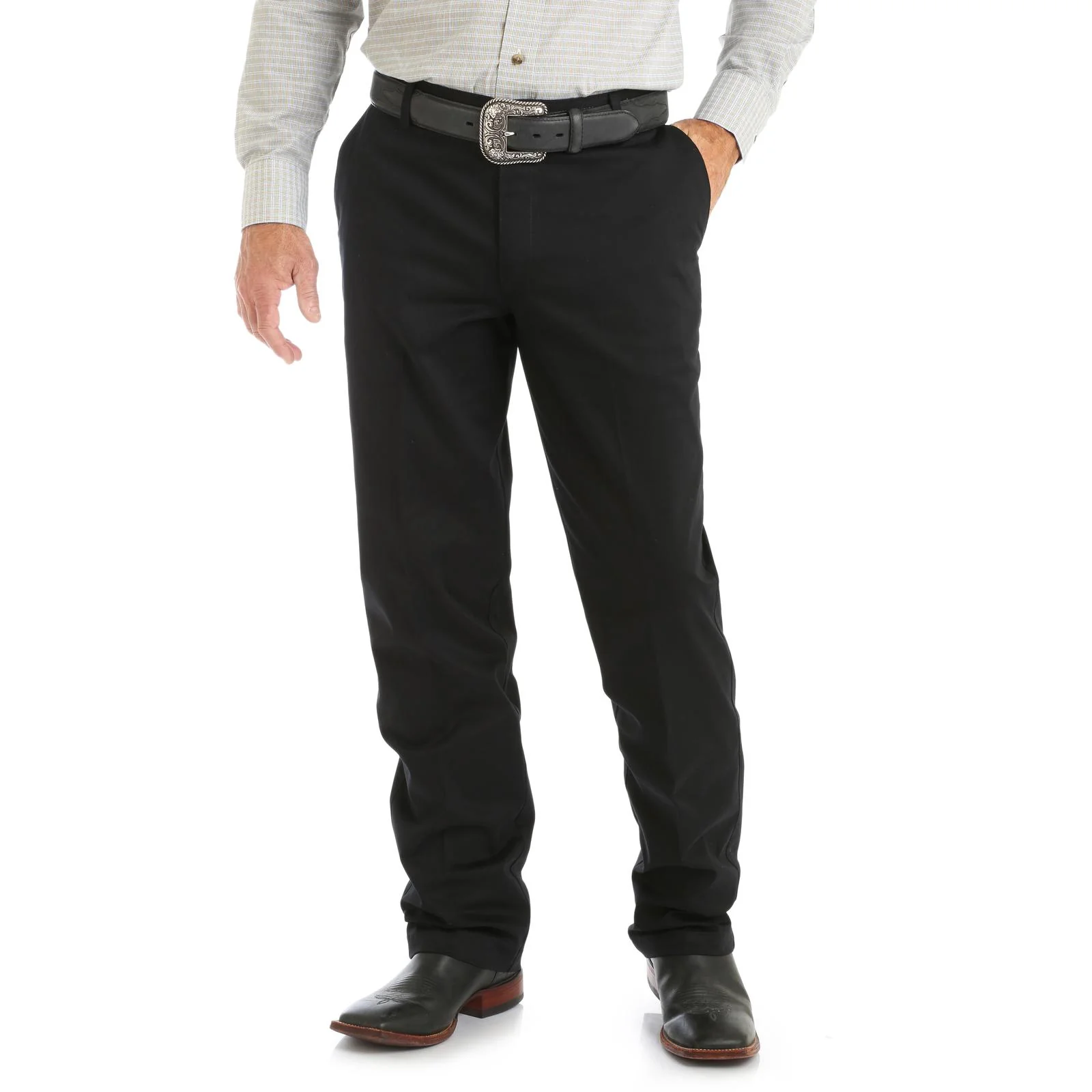 Wrangler® Men's Western Casuals Flat Front Pants - Black - Image 2
