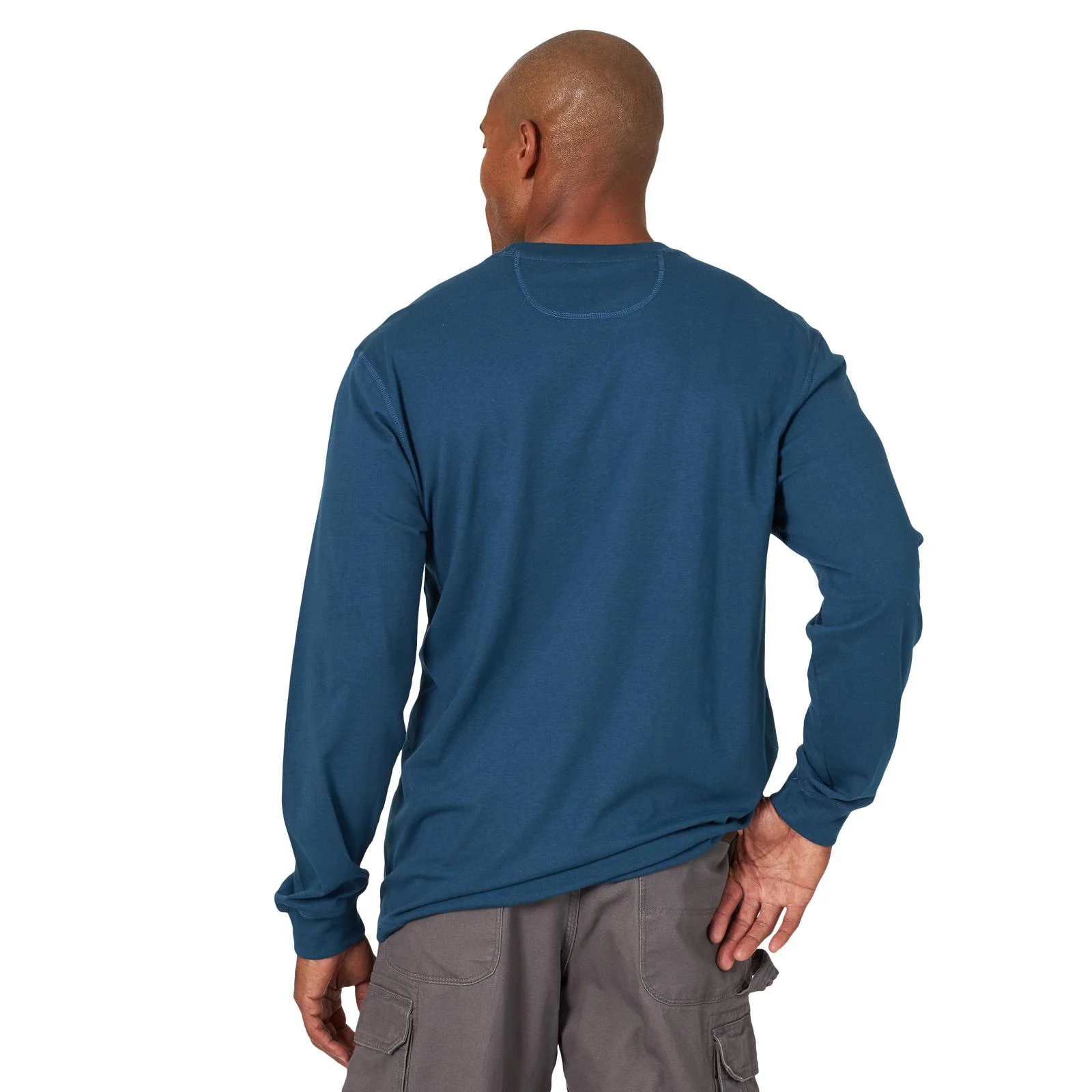 Wrangler® RIGGS Workwear® Long Sleeve 1 Pocket Performance T-Shirt - Oxford Blue - Image 2