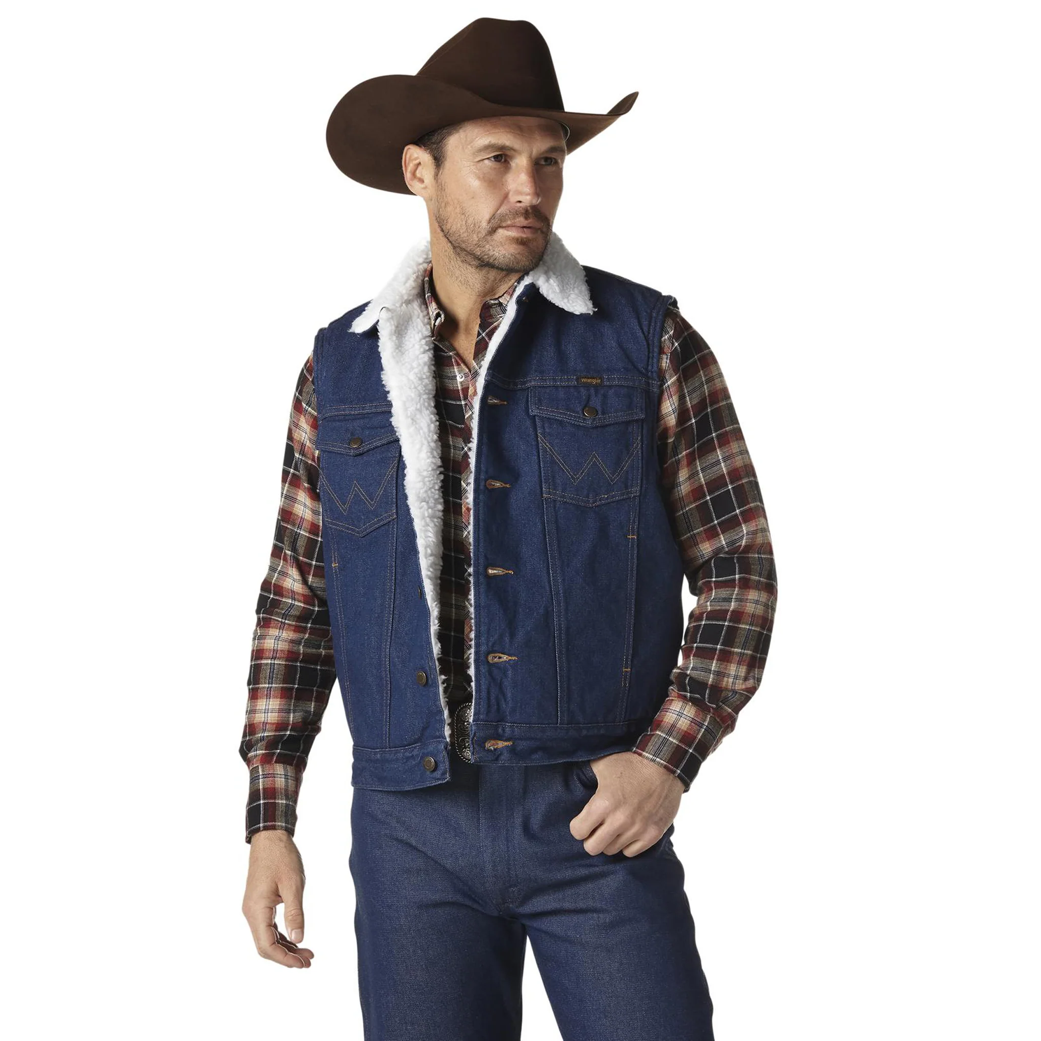 Wrangler® Sherpa Lined Denim Vest - Prewashed - 74131PW